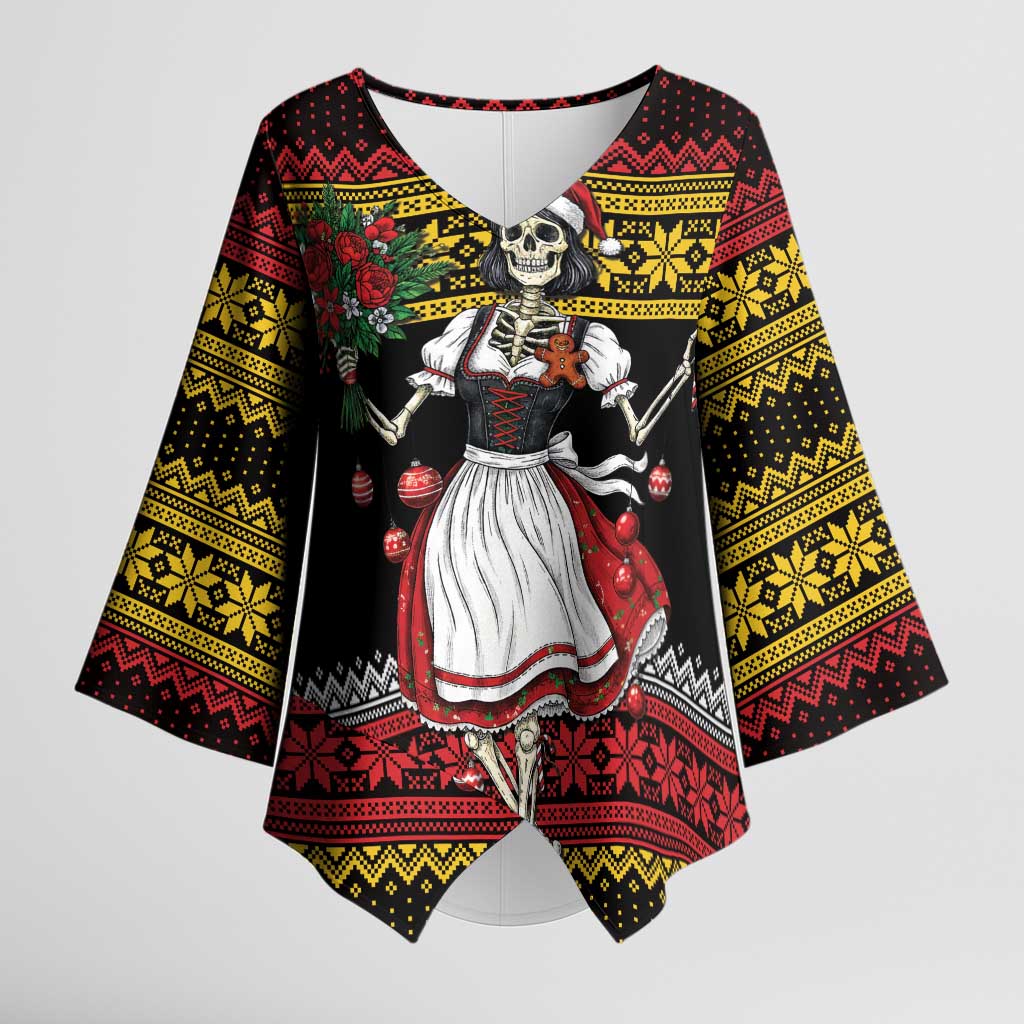 Dirndl Skeleton Dance Kimono Sleeve Blouse Bavarian Gothic Christmas - Wonder Print Shop