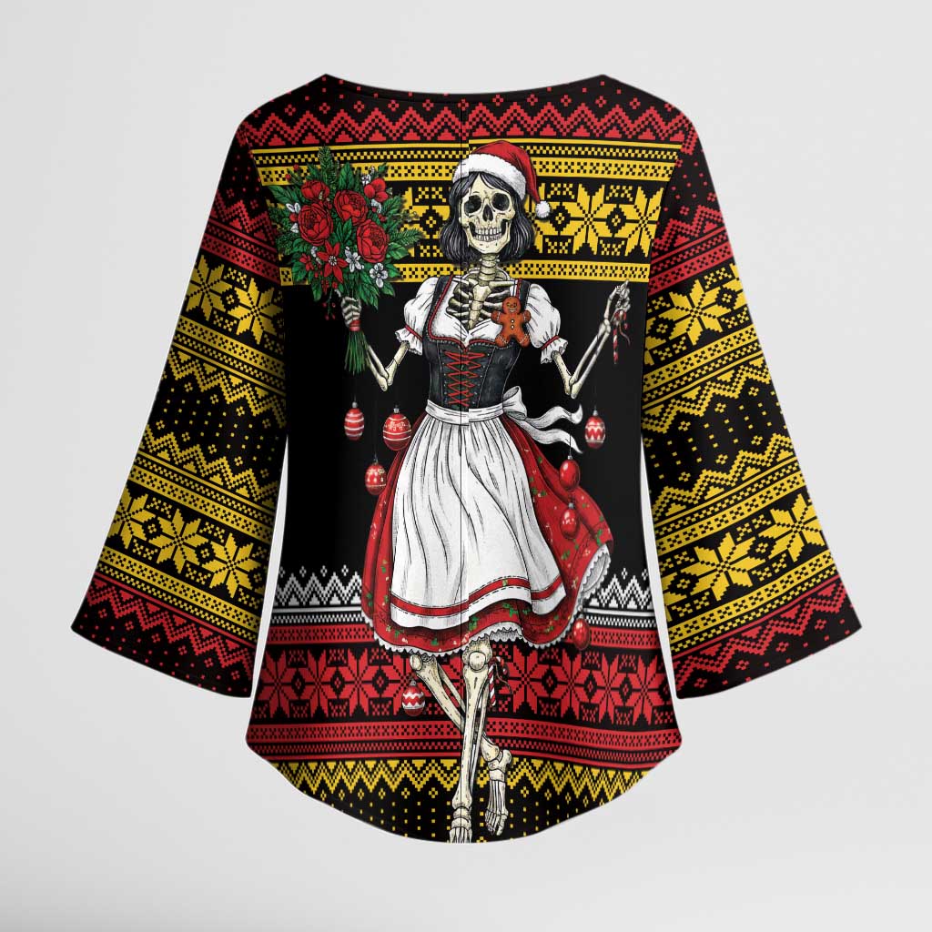 Dirndl Skeleton Dance Kimono Sleeve Blouse Bavarian Gothic Christmas - Wonder Print Shop
