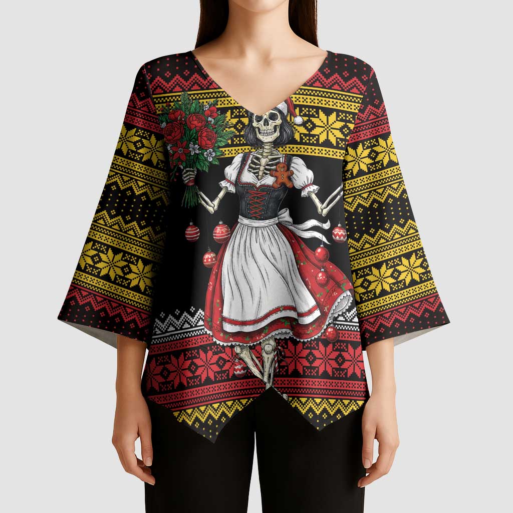 Dirndl Skeleton Dance Kimono Sleeve Blouse Bavarian Gothic Christmas - Wonder Print Shop