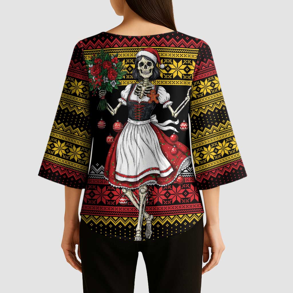 Dirndl Skeleton Dance Kimono Sleeve Blouse Bavarian Gothic Christmas - Wonder Print Shop