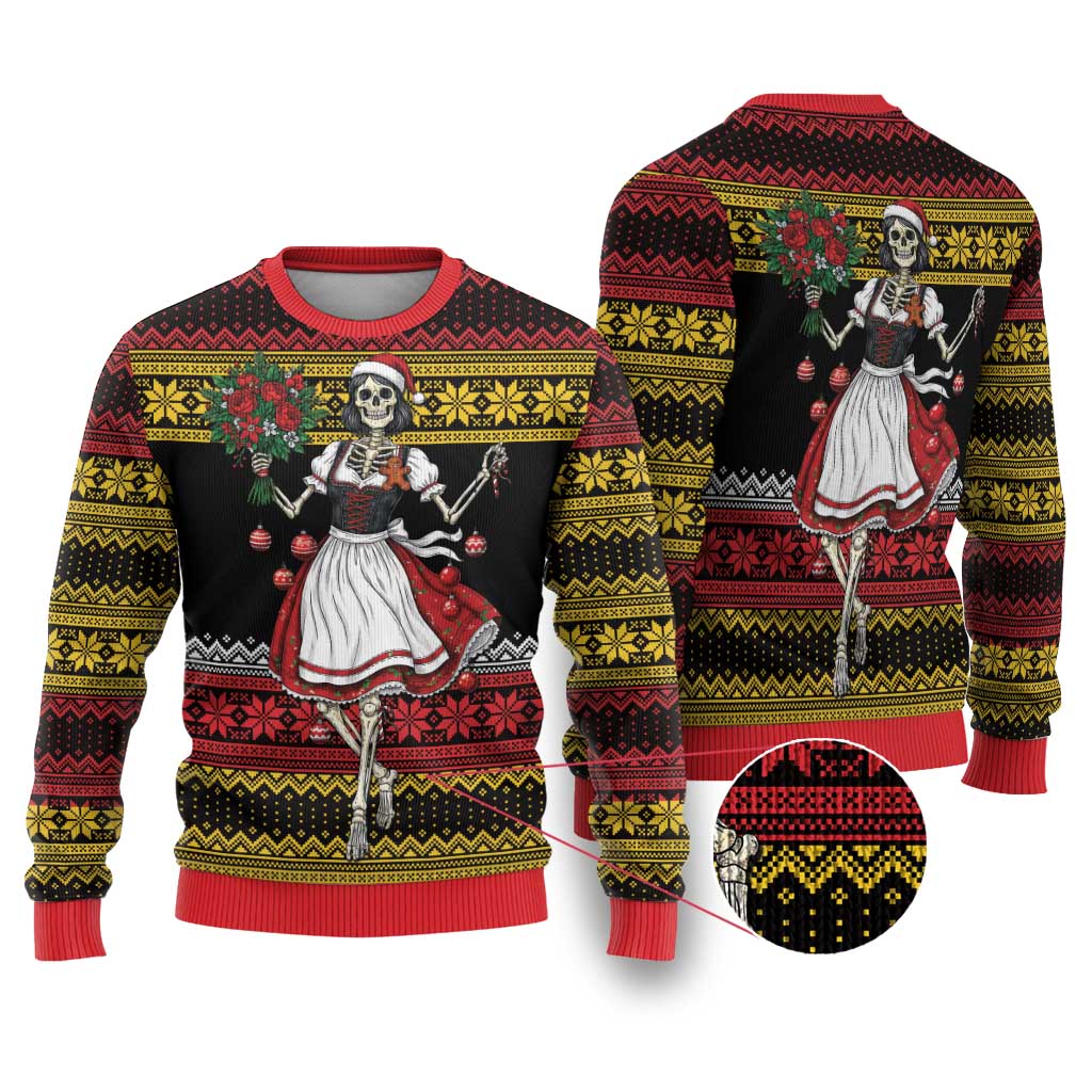Dirndl Skeleton Dance Ugly Christmas Sweater Bavarian Gothic Christmas - Wonder Print Shop