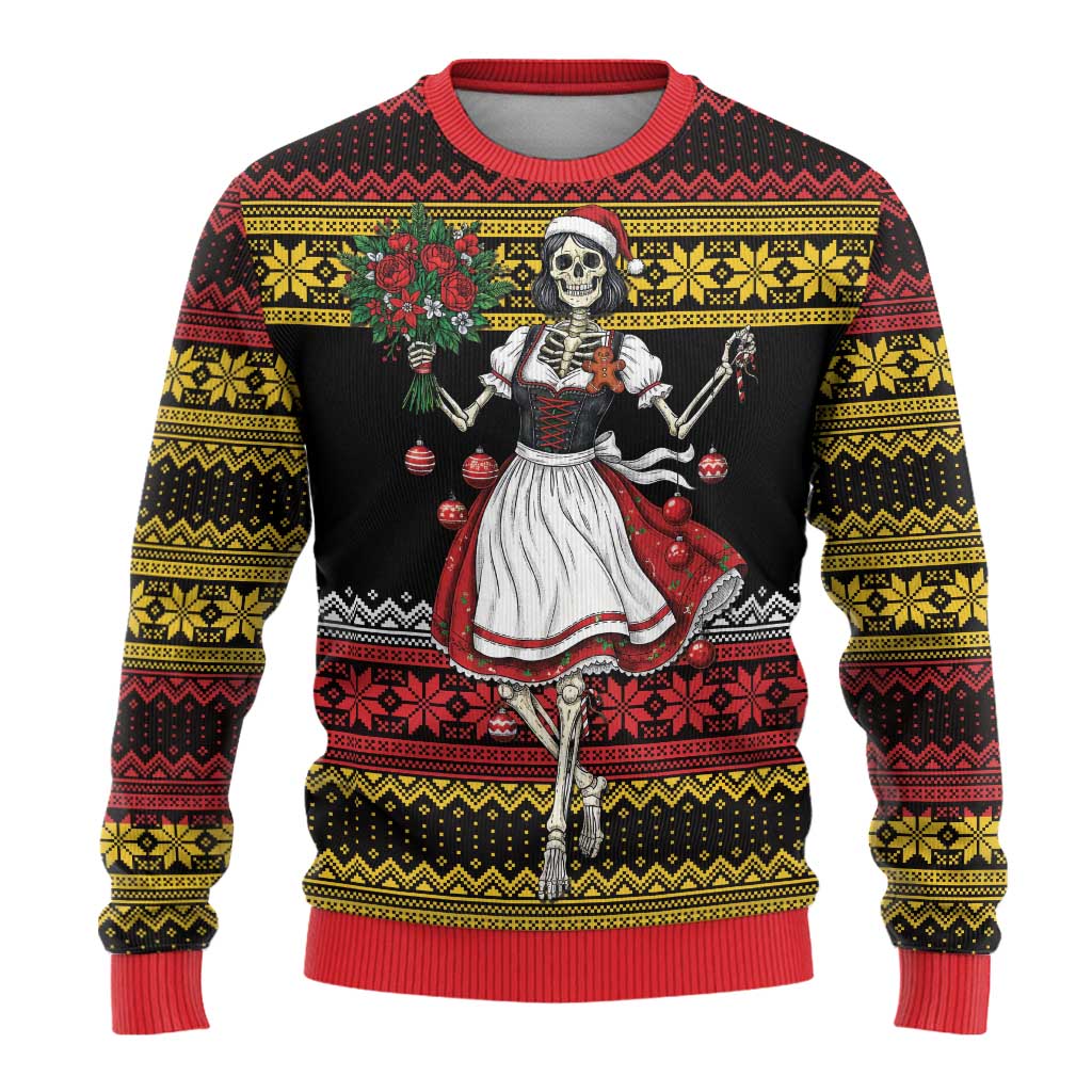 Dirndl Skeleton Dance Ugly Christmas Sweater Bavarian Gothic Christmas - Wonder Print Shop
