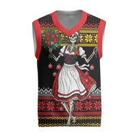 Dirndl Skeleton Dance Christmas Knitted V-Neck Vest Bavarian Gothic Christmas - Wonder Print Shop