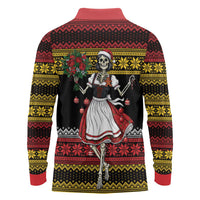 Dirndl Skeleton Dance Long Sleeve Polo Shirt Bavarian Gothic Christmas - Wonder Print Shop