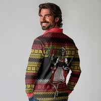 Dirndl Skeleton Dance Long Sleeve Polo Shirt Bavarian Gothic Christmas - Wonder Print Shop