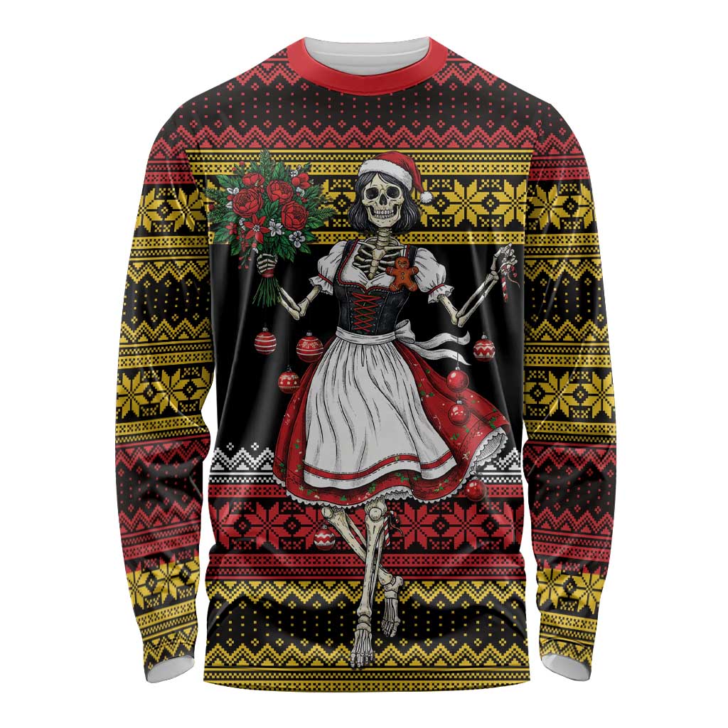 Dirndl Skeleton Dance Long Sleeve Shirt Bavarian Gothic Christmas - Wonder Print Shop