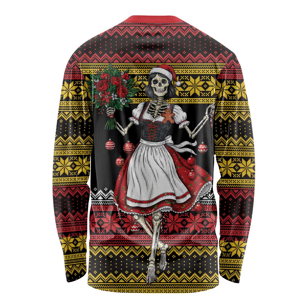 Dirndl Skeleton Dance Long Sleeve Shirt Bavarian Gothic Christmas - Wonder Print Shop