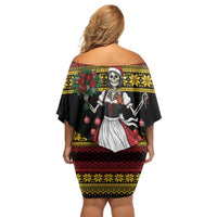 Dirndl Skeleton Dance Off Shoulder Short Dress Bavarian Gothic Christmas - Wonder Print Shop