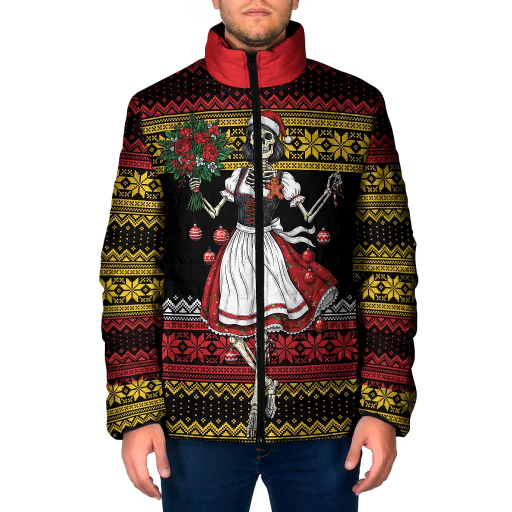 Dirndl Skeleton Dance Padded Jacket Bavarian Gothic Christmas - Wonder Print Shop