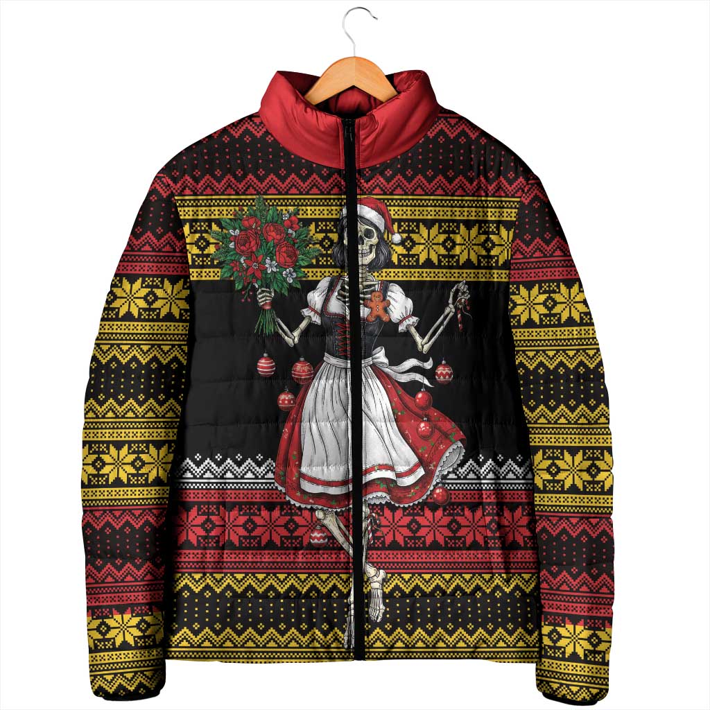 Dirndl Skeleton Dance Padded Jacket Bavarian Gothic Christmas - Wonder Print Shop