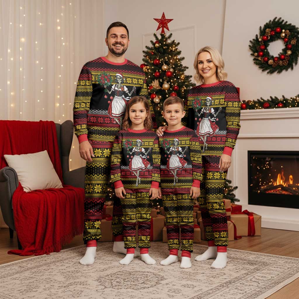 Dirndl Skeleton Dance Christmas Pajama Set Bavarian Gothic Christmas - Wonder Print Shop