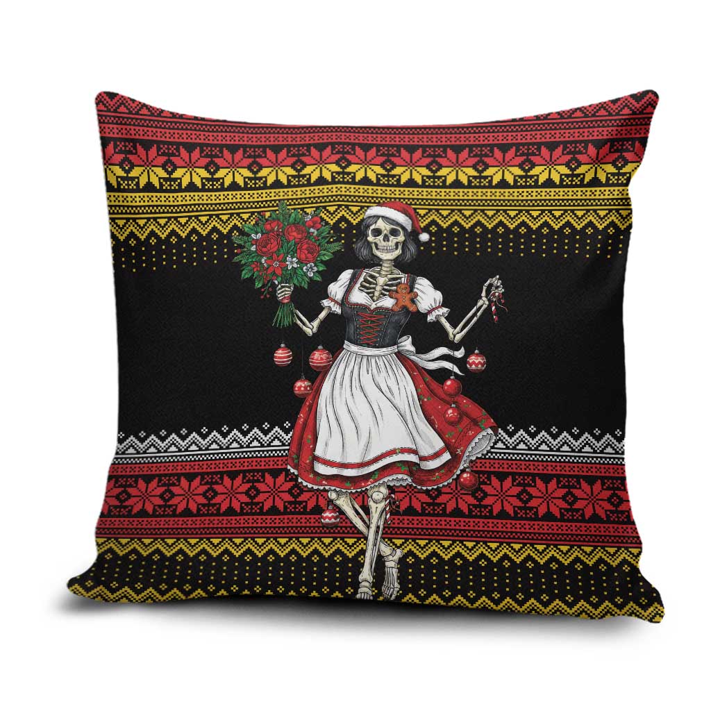 Dirndl Skeleton Dance Pillow Cover Bavarian Gothic Christmas - Wonder Print Shop