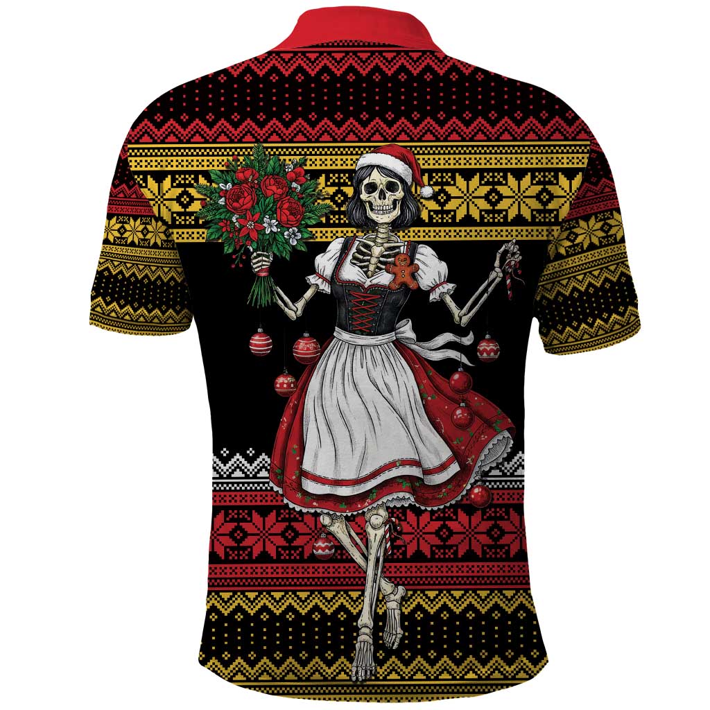 Dirndl Skeleton Dance Polo Shirt Bavarian Gothic Christmas - Wonder Print Shop
