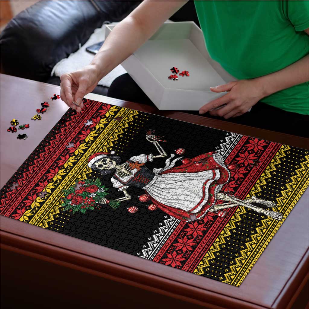 Dirndl Skeleton Dance Puzzle Bavarian Gothic Christmas - Wonder Print Shop