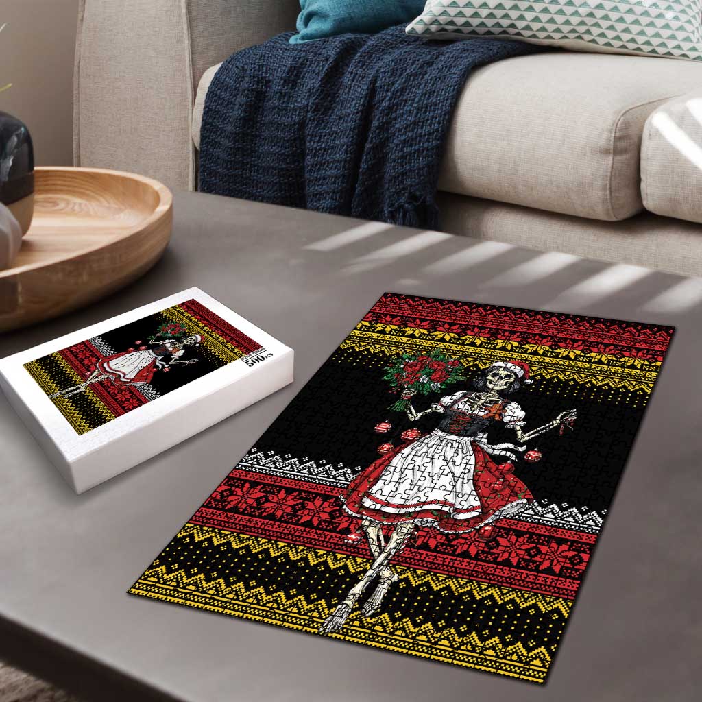 Dirndl Skeleton Dance Puzzle Bavarian Gothic Christmas - Wonder Print Shop