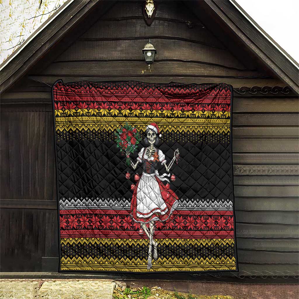 Dirndl Skeleton Dance Quilt Bavarian Gothic Christmas - Wonder Print Shop