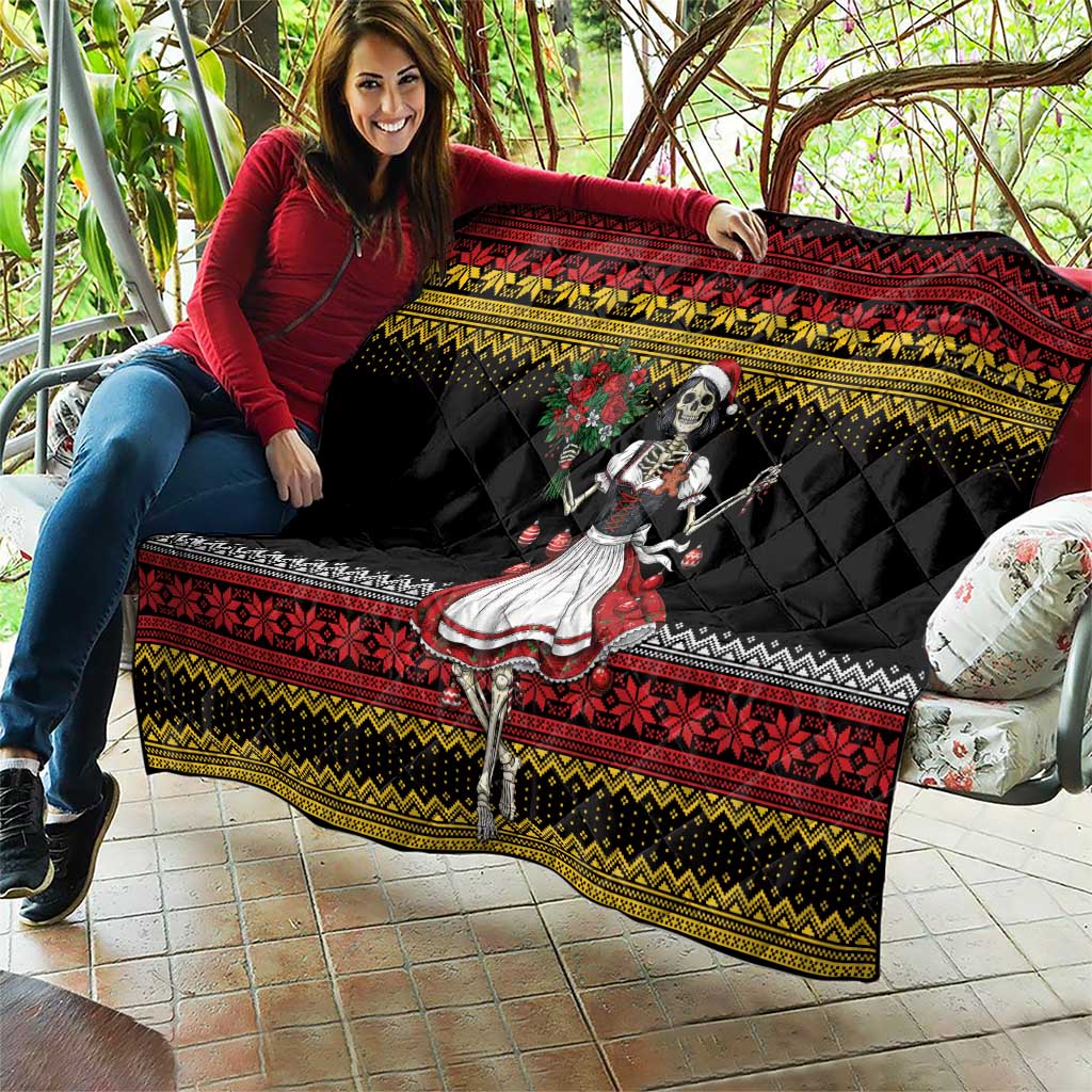 Dirndl Skeleton Dance Quilt Bavarian Gothic Christmas - Wonder Print Shop