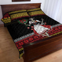 Dirndl Skeleton Dance Quilt Bed Set Bavarian Gothic Christmas - Wonder Print Shop