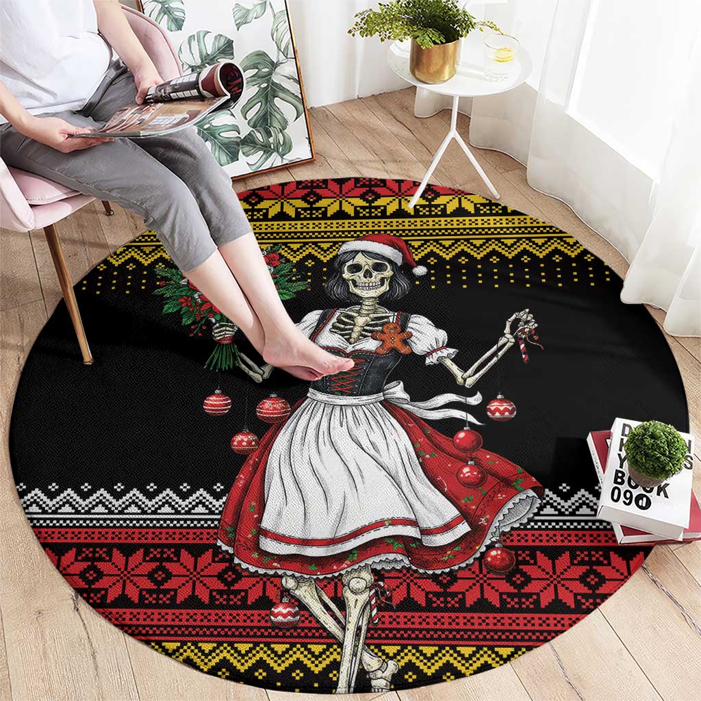 Dirndl Skeleton Dance Round Carpet Bavarian Gothic Christmas - Wonder Print Shop