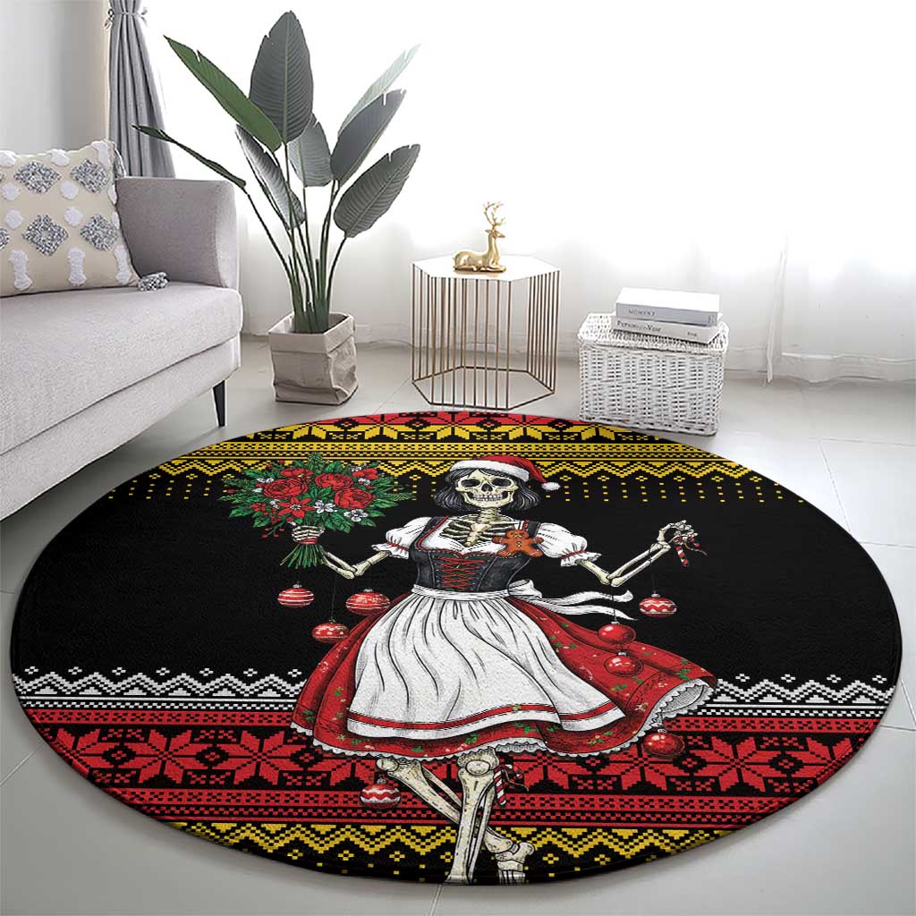 Dirndl Skeleton Dance Round Carpet Bavarian Gothic Christmas - Wonder Print Shop