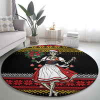 Dirndl Skeleton Dance Round Carpet Bavarian Gothic Christmas - Wonder Print Shop
