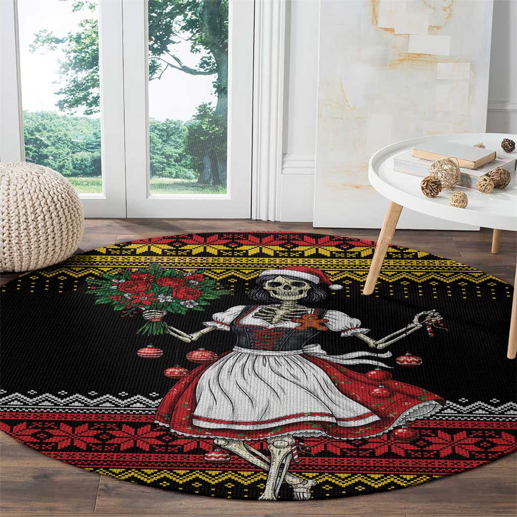 Dirndl Skeleton Dance Round Carpet Bavarian Gothic Christmas - Wonder Print Shop