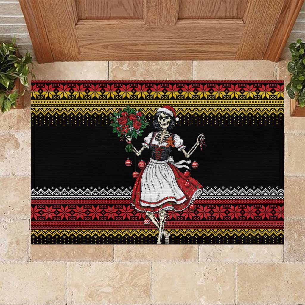 Dirndl Skeleton Dance Rubber Doormat Bavarian Gothic Christmas - Wonder Print Shop