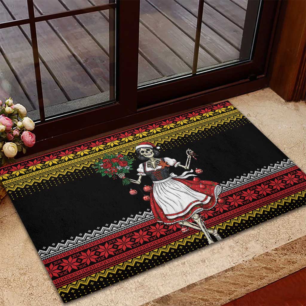 Dirndl Skeleton Dance Rubber Doormat Bavarian Gothic Christmas - Wonder Print Shop