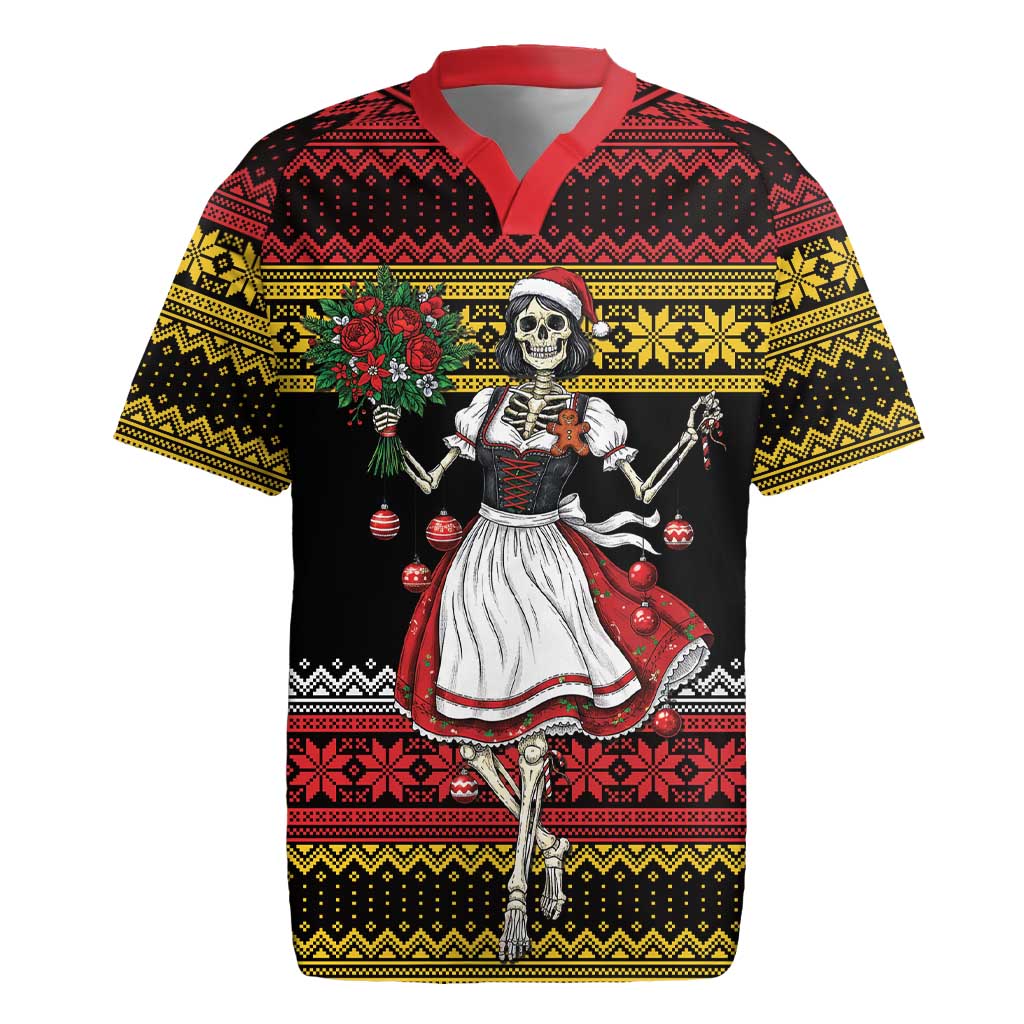 Dirndl Skeleton Dance Rugby Jersey Bavarian Gothic Christmas - Wonder Print Shop