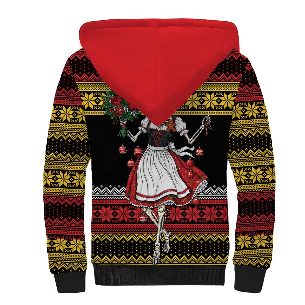 Dirndl Skeleton Dance Sherpa Hoodie Bavarian Gothic Christmas - Wonder Print Shop