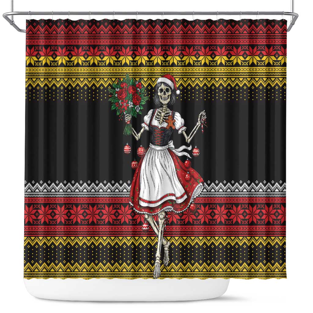 Dirndl Skeleton Dance Shower Curtain Bavarian Gothic Christmas - Wonder Print Shop