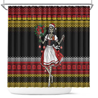 Dirndl Skeleton Dance Shower Curtain Bavarian Gothic Christmas - Wonder Print Shop