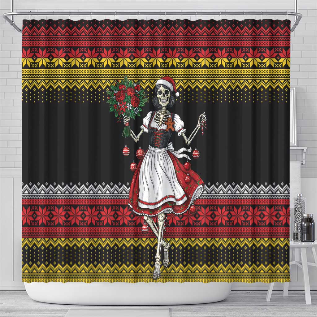 Dirndl Skeleton Dance Shower Curtain Bavarian Gothic Christmas - Wonder Print Shop