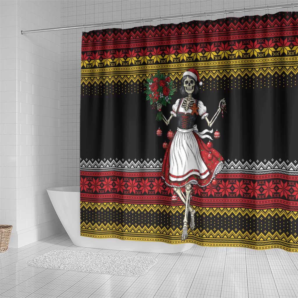 Dirndl Skeleton Dance Shower Curtain Bavarian Gothic Christmas - Wonder Print Shop