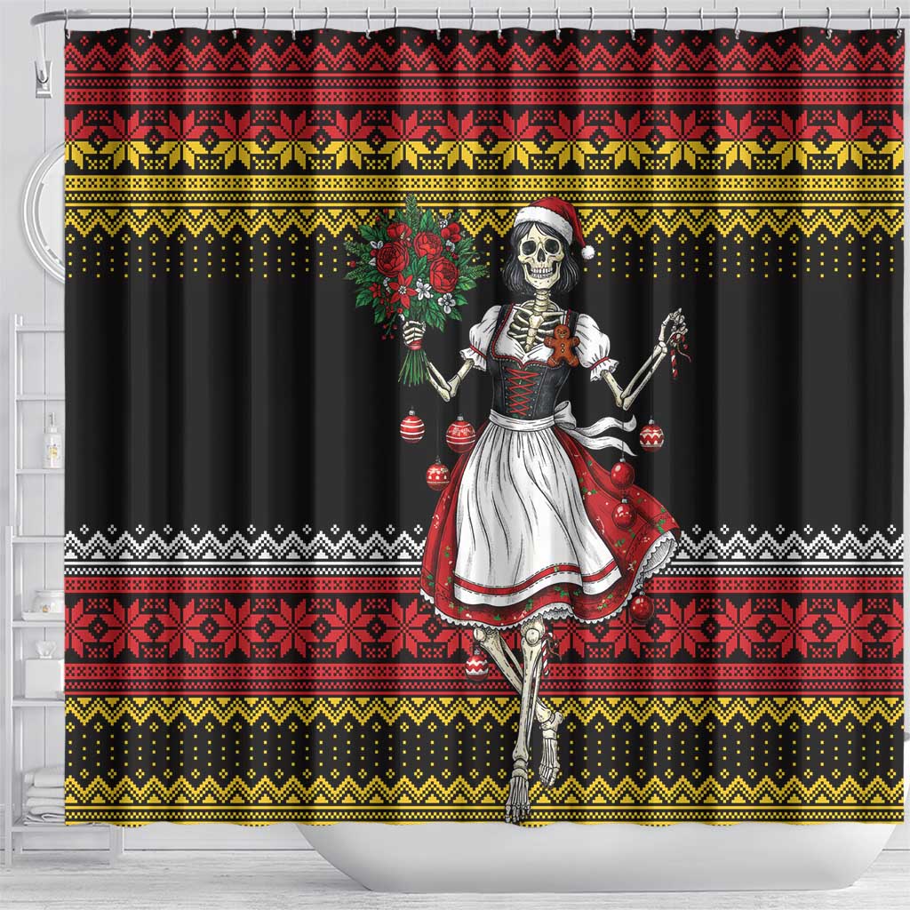 Dirndl Skeleton Dance Shower Curtain Bavarian Gothic Christmas - Wonder Print Shop