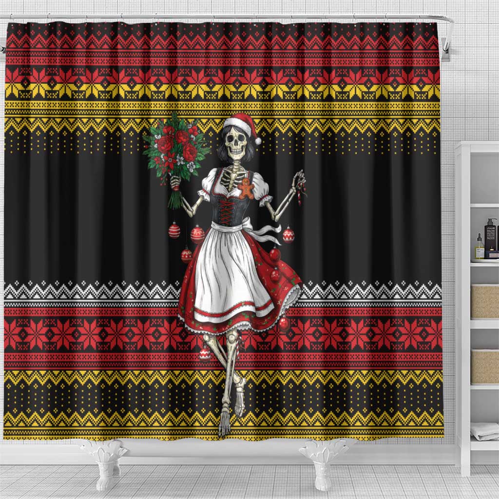 Dirndl Skeleton Dance Shower Curtain Bavarian Gothic Christmas - Wonder Print Shop