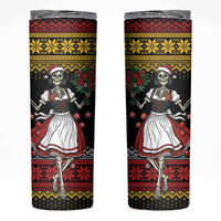 Dirndl Skeleton Dance Skinny Tumbler Bavarian Gothic Christmas - Wonder Print Shop