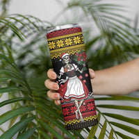 Dirndl Skeleton Dance Skinny Tumbler Bavarian Gothic Christmas - Wonder Print Shop