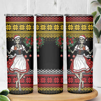 Dirndl Skeleton Dance Skinny Tumbler Bavarian Gothic Christmas - Wonder Print Shop