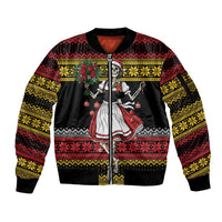 Dirndl Skeleton Dance Sleeve Zip Bomber Jacket Bavarian Gothic Christmas - Wonder Print Shop