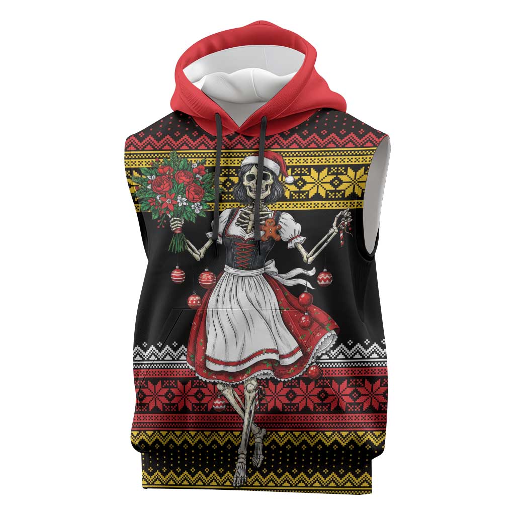Dirndl Skeleton Dance Sleeveless Hoodie Bavarian Gothic Christmas - Wonder Print Shop