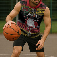 Dirndl Skeleton Dance Sleeveless Hoodie Bavarian Gothic Christmas - Wonder Print Shop