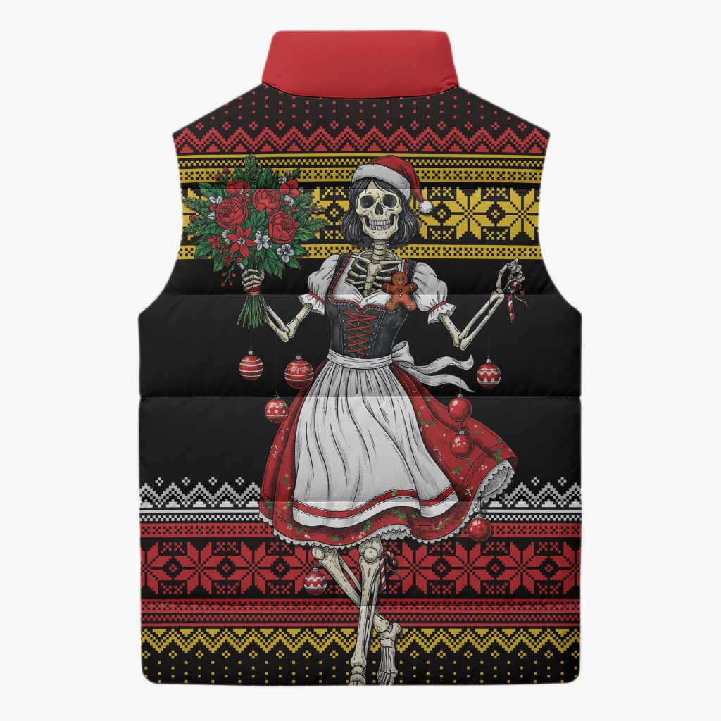 Dirndl Skeleton Dance Sleeveless Puffer Jacket Bavarian Gothic Christmas - Wonder Print Shop