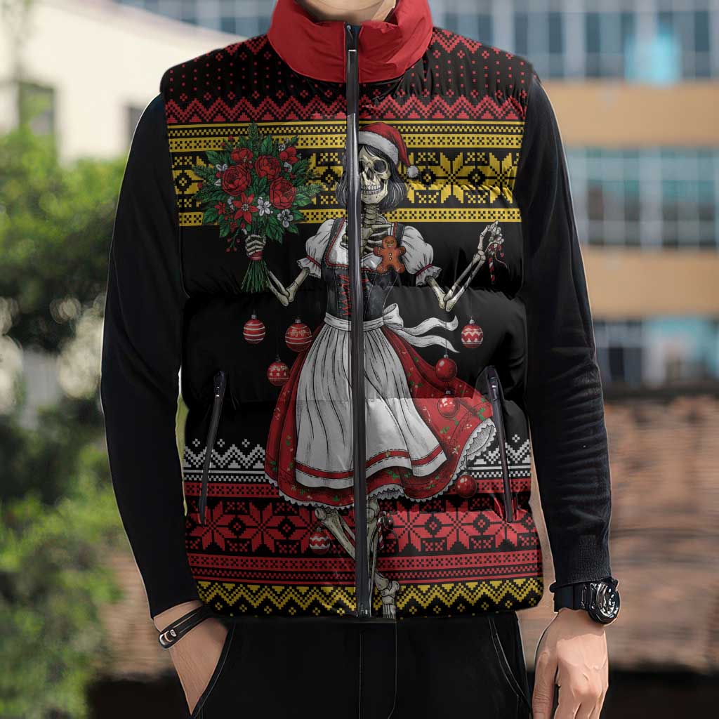 Dirndl Skeleton Dance Sleeveless Puffer Jacket Bavarian Gothic Christmas - Wonder Print Shop