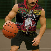 Dirndl Skeleton Dance Sleeveless Zip Hoodie Bavarian Gothic Christmas - Wonder Print Shop