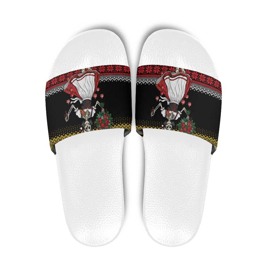Dirndl Skeleton Dance Slide Sandals Bavarian Gothic Christmas - Wonder Print Shop