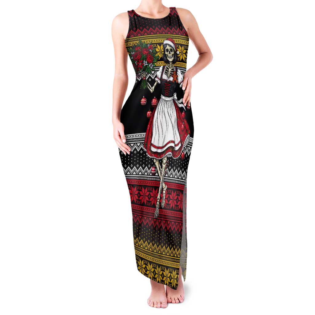 Dirndl Skeleton Dance Tank Maxi Dress Bavarian Gothic Christmas - Wonder Print Shop