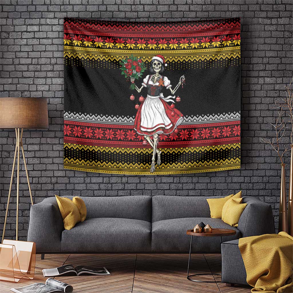 Dirndl Skeleton Dance Tapestry Bavarian Gothic Christmas - Wonder Print Shop