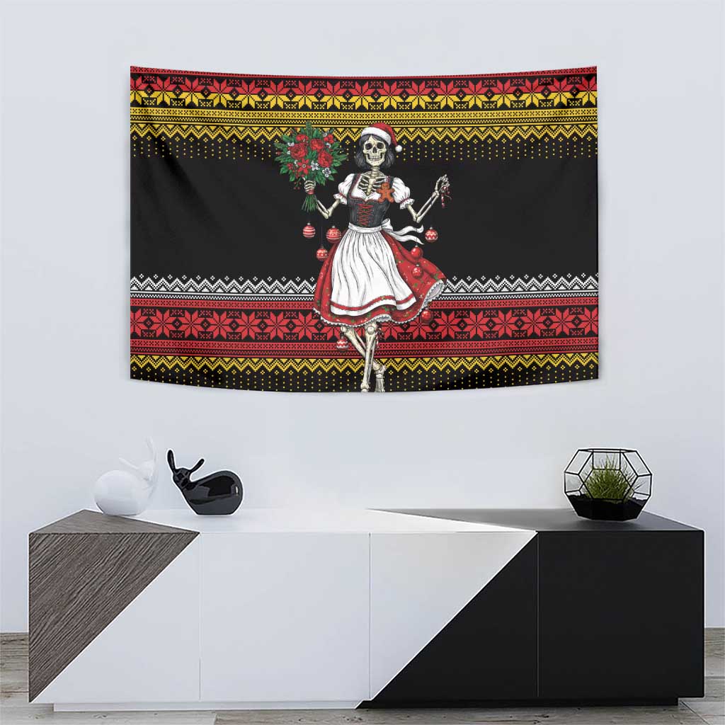 Dirndl Skeleton Dance Tapestry Bavarian Gothic Christmas - Wonder Print Shop