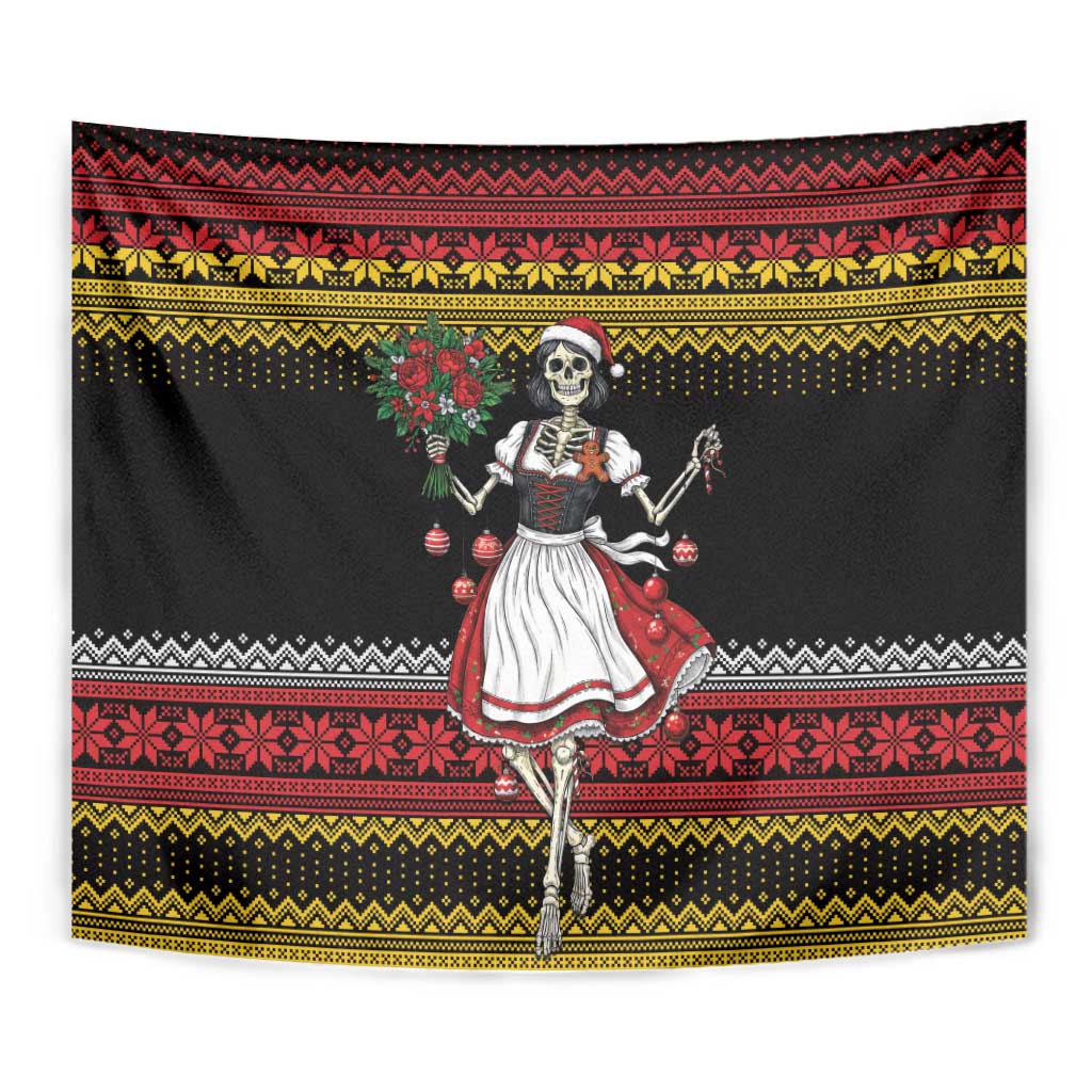Dirndl Skeleton Dance Tapestry Bavarian Gothic Christmas - Wonder Print Shop